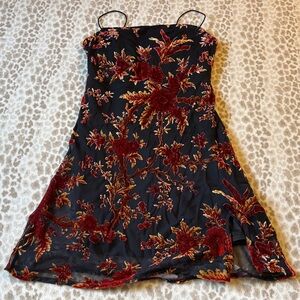 Fashion Nova Black and Red Floral Mini Dress